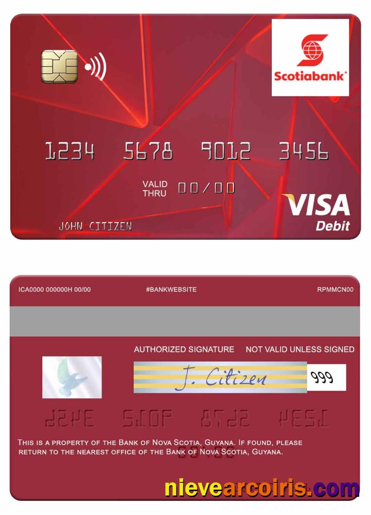 Guyana Bank of Nova Scotia visa debit card